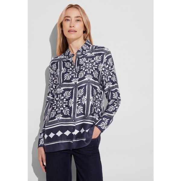 Street One satijn look blouse deep blue 344664 212