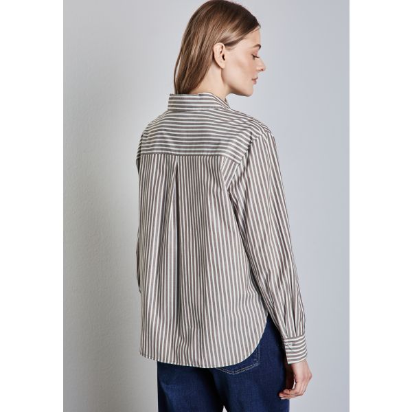 Street One streep blouse muddy brown 345326 26452