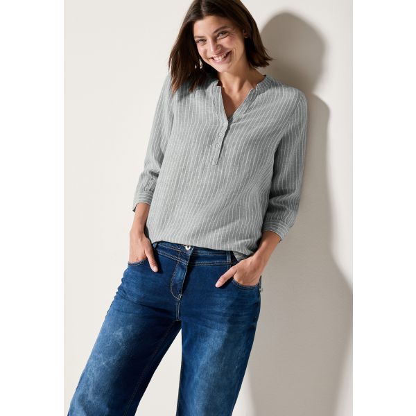 Cecil linnen streep blouse khaki 345362 26432