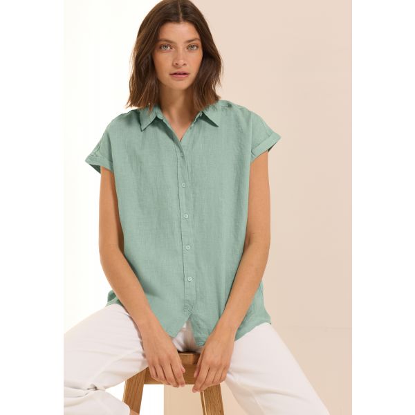 Cecil linnen blouse sage green 345376 16246