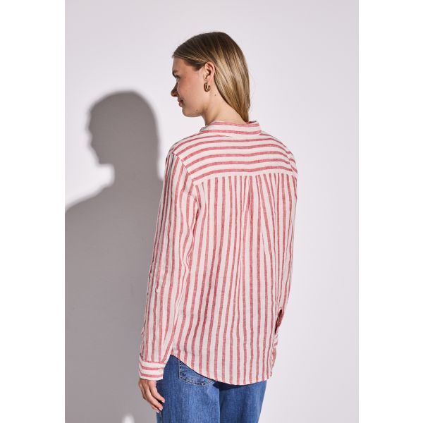 Street One linnen streep blouse red 345384 26278