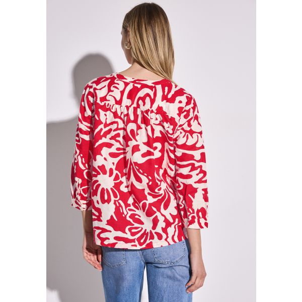 Street One linnen print blouse red 345393 26278