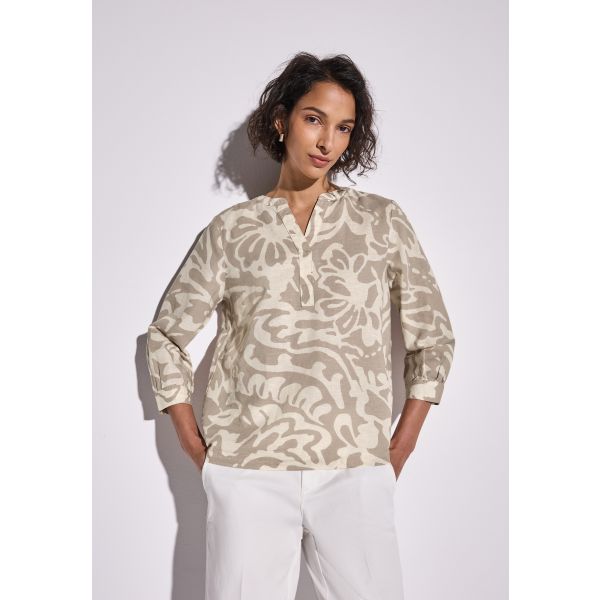 Street One linnen print blouse sand 345393 26283