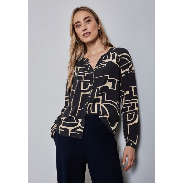 Street One print blouse deep blue 345450 35899