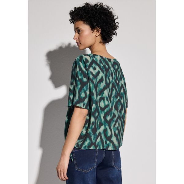 Street One print blouse hunter green 345527 35930