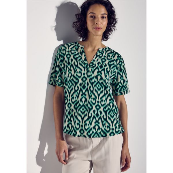 Street One print blouse hunter green 345540 35930