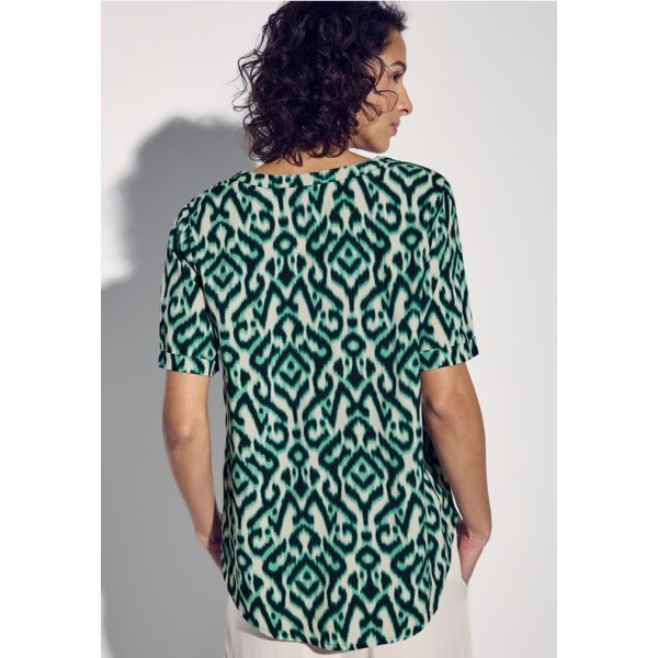 Street One print blouse hunter green 345540 35930