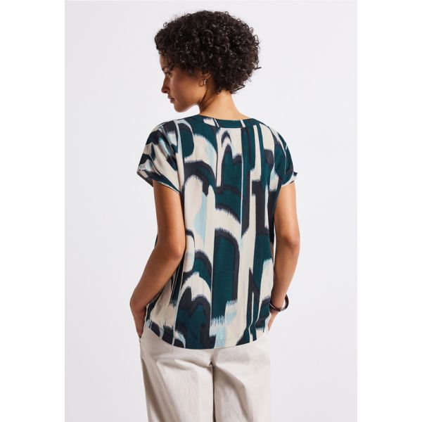 Street One print blouse tide blue 345915 36857