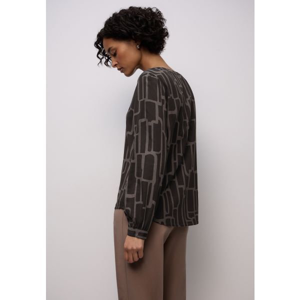 Street One print blouse darkest brown 346227 27103