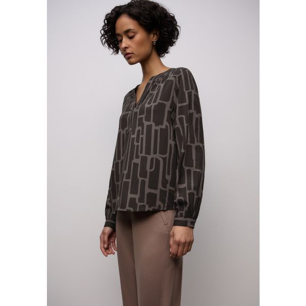 Street One print blouse darkest brown 346227 27103