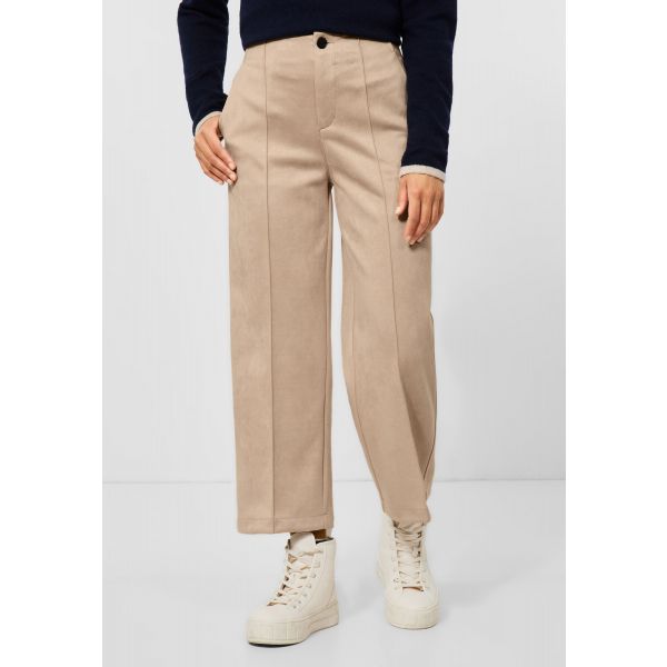 Street One velours broek buff sand 375932 14486