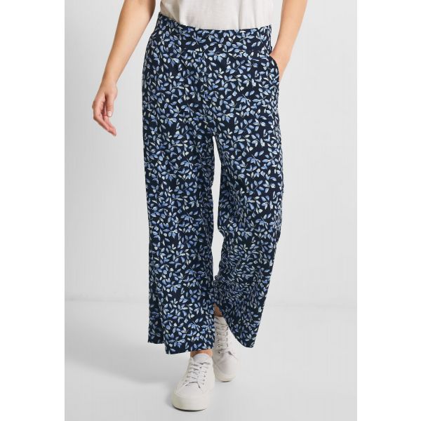 Cecil wijde print broek deep blue 376381 30128