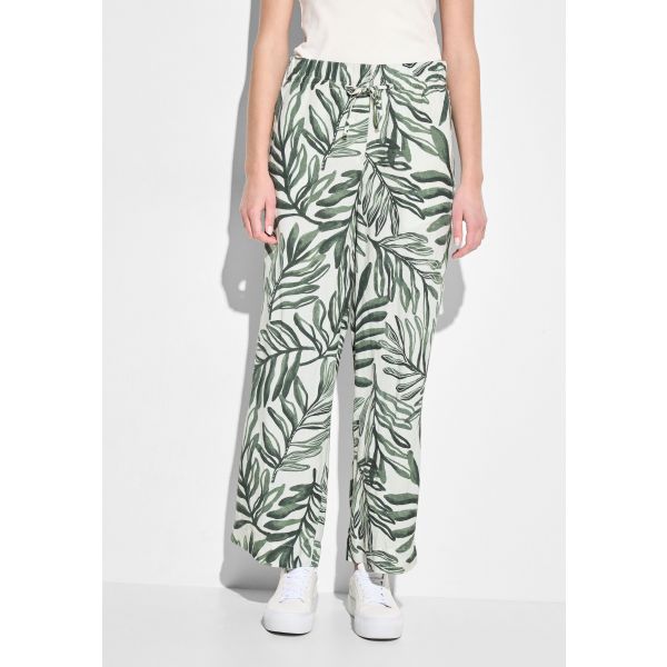 Cecil linnen print broek strong khaki 377326 35382