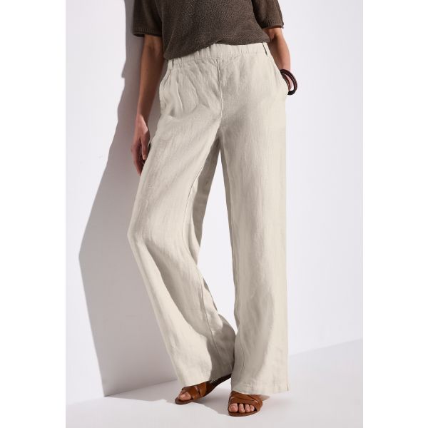Street One wijde linnen broek sand 378739 16269