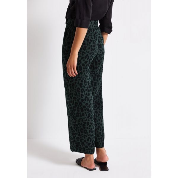 Street One mouselline print broek mid green 378975
