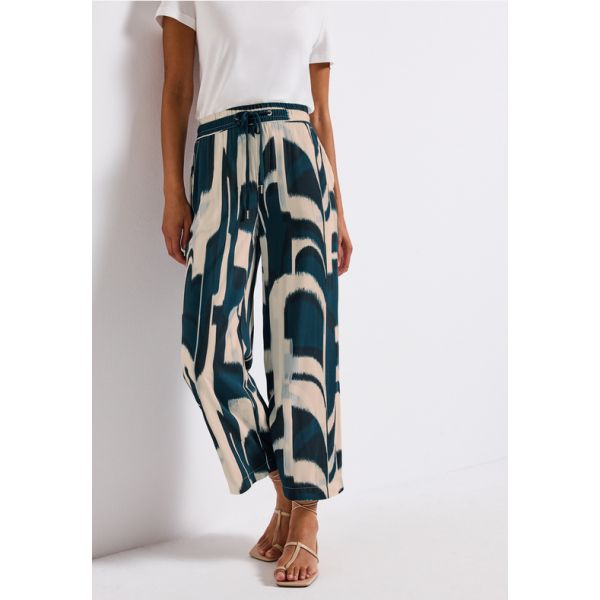 Street One 7/8 print broek tide blue 379189 36857