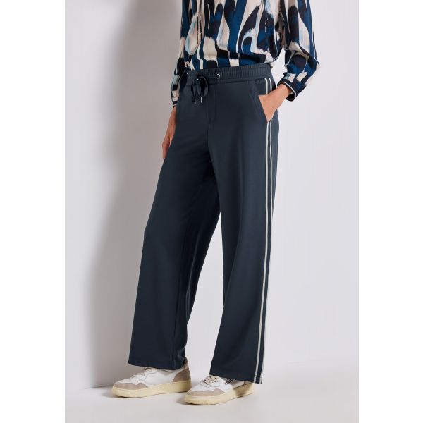Street One broek met streep deepwater blue 379547