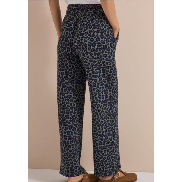 Cecil panter print broek olive green 381392 37798