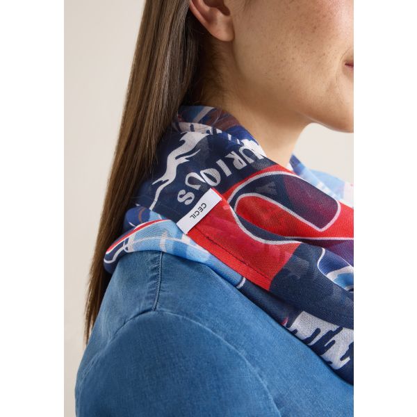 Cecil ronde print sjaal universal blue 573064 3551-A