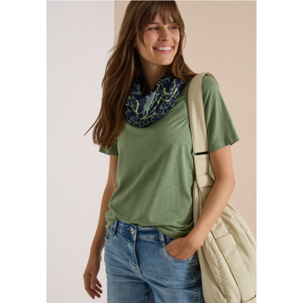 Cecil ronde print sjaal olive green 573237 37798-A