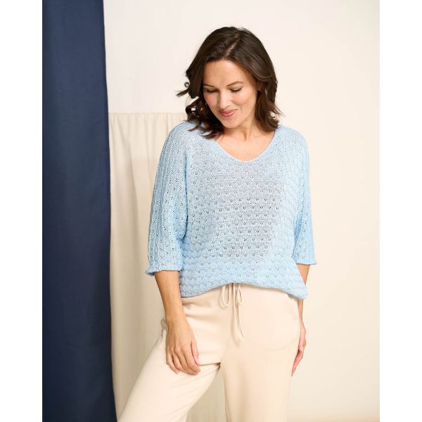 FOS Amsterdam fijn brei trui licht blauw 7345