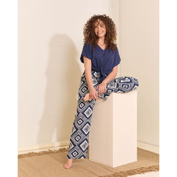 FOS Amsterdam print broek navy 7377