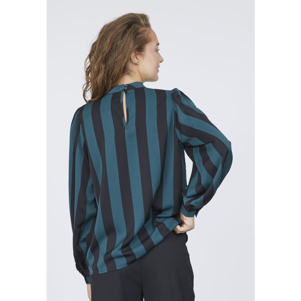 Sisters Point streep blouse pine/black VANTI-LS3