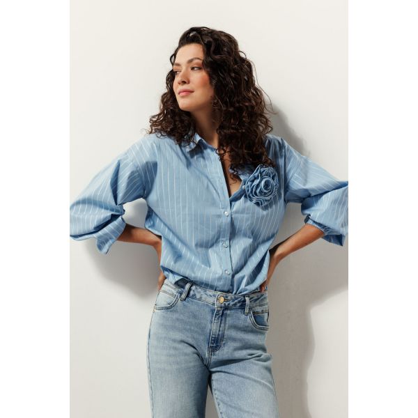 Tramontana oversized denim blouse C12-15-301