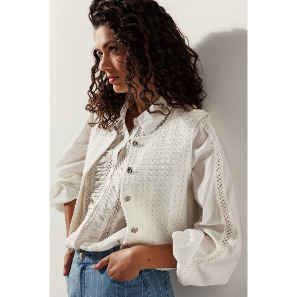 Tramontana denim gilet off white C37-15-801