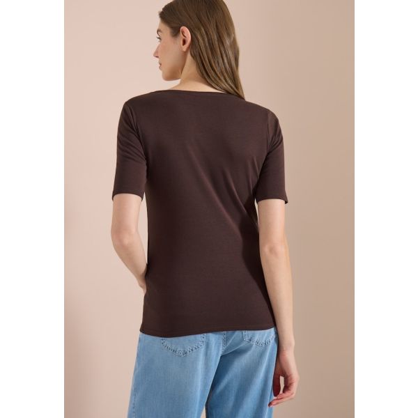 Cecil korte mouw shirt brown cacao 317515 17673