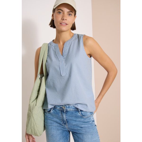 Cecil seersucker streep blouse blue 346631 21838