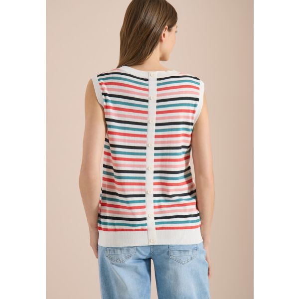 Cecil streep top met knopen sand beige 303877 3274