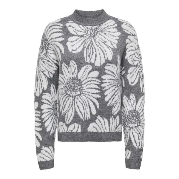 JDY jacquard bloemen trui medium grey 15350852