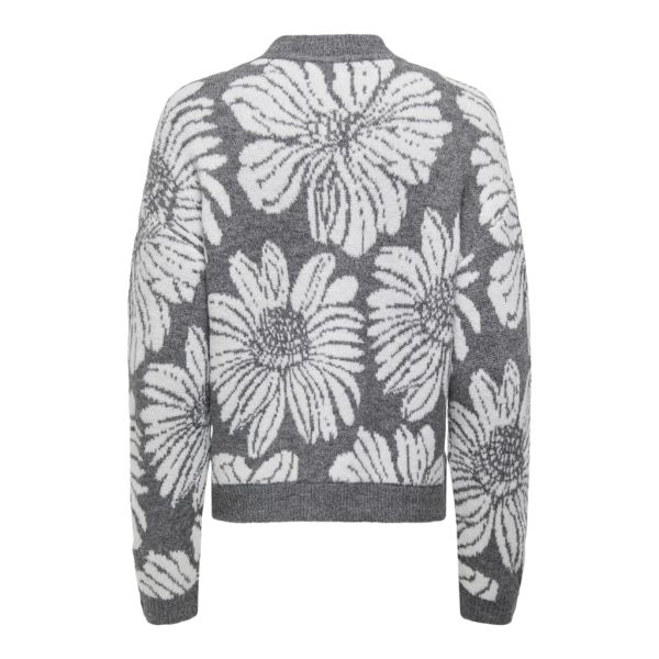 JDY jacquard bloemen trui medium grey 15350852