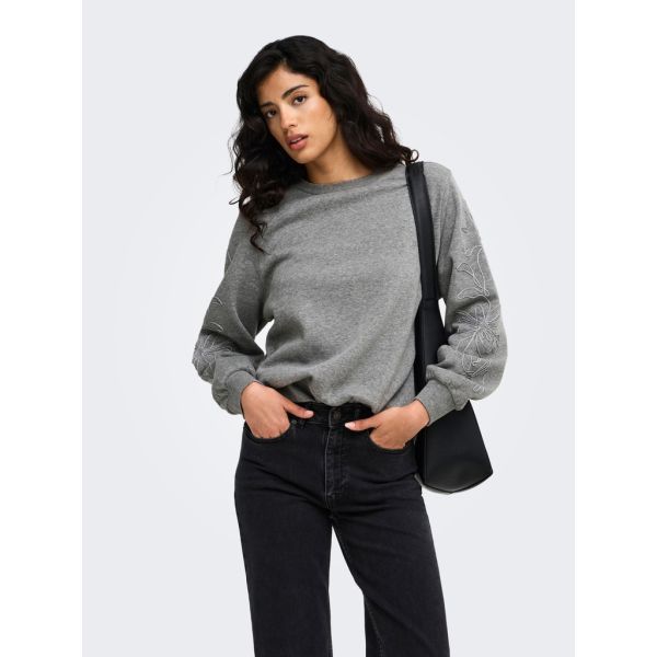 JDY borduur sweater medium grey 15376644