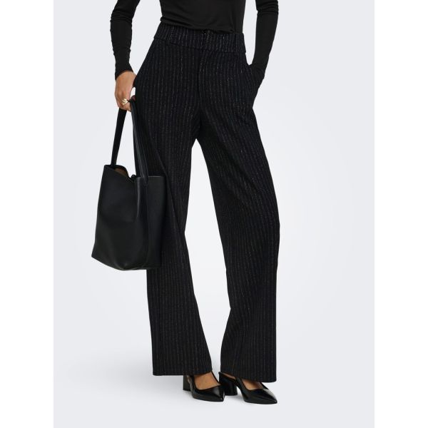 JDY glitter pinstripe broek black 15382997