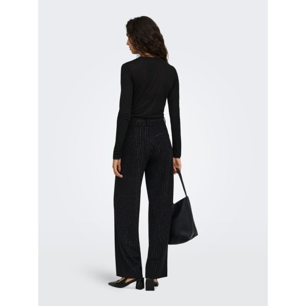 JDY glitter pinstripe broek black 15382997
