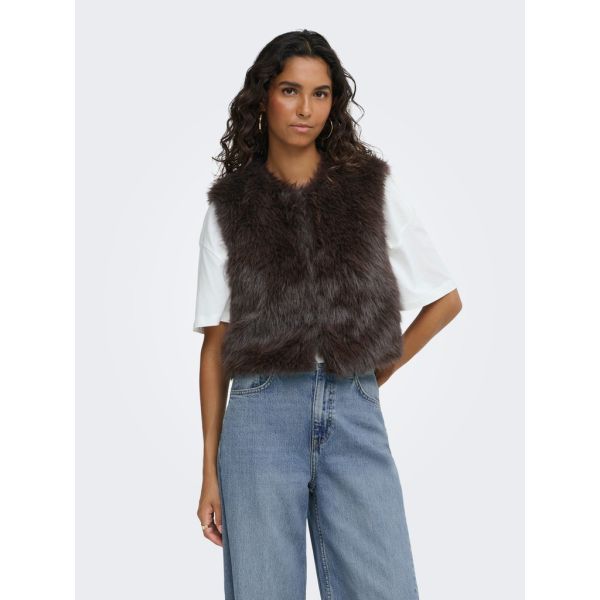 JDY fauax fur gilet chocolate torte 15359348