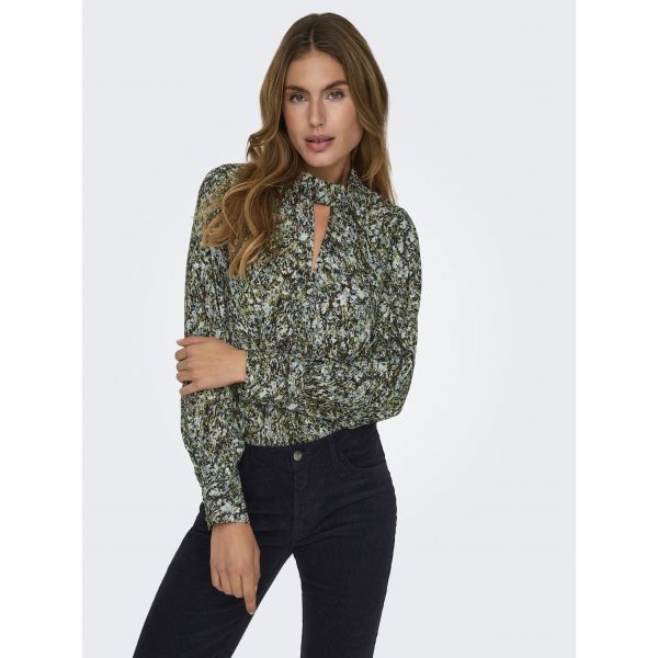 JDY print blouse black teal olive 15336122