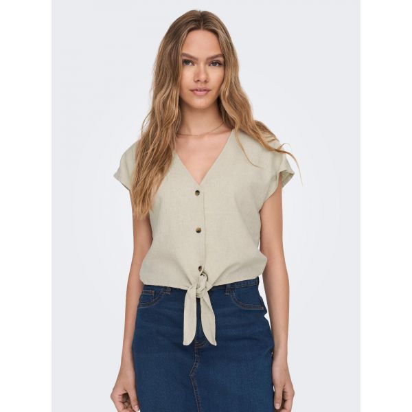 JDY linnen knoop blouse oatmeal 15287724