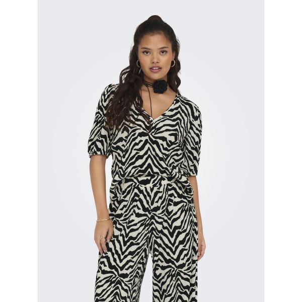 JDY plissé zebra top eggnog 15317547