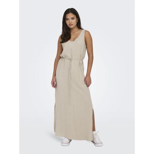 JDY linnen jurk maxi oatmeal 15317392