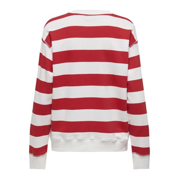 JDY streep sweater cloud dancer mars red 15320335