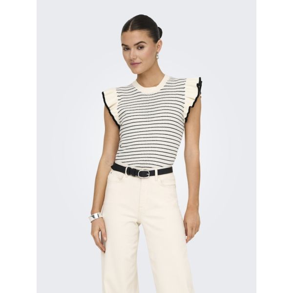 JDY streep top cloud dancer black 15360345