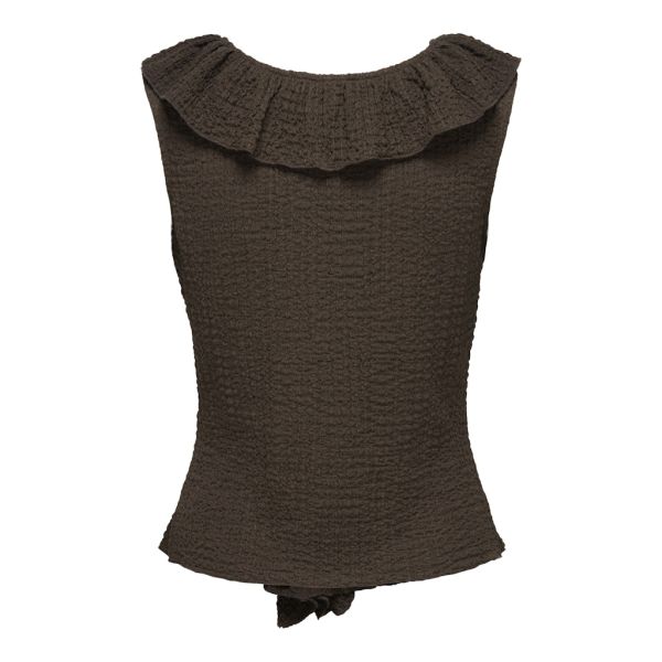 JDY frill top chocolate brown 15374314