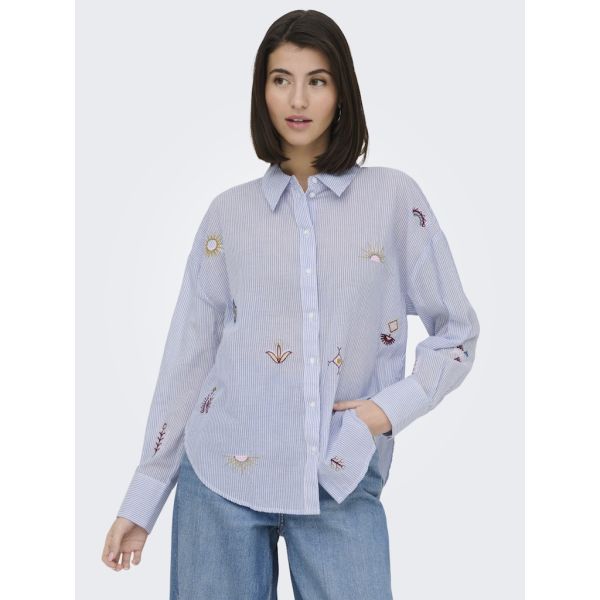 JDY streep embroided blouse cloud dancer 15374039