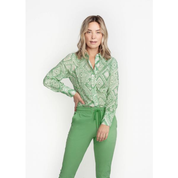 Tramontana print blouse greens C18-07-301 9996