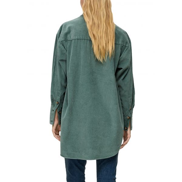 QS by S. Oliver corduroy blouse blue green 2131762