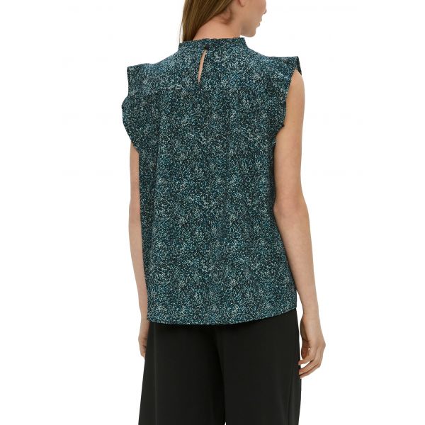 QS by S. Oliver mouwloze print blouse blue 2128508