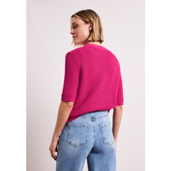Street One katoenen vest magenta 254139 17281